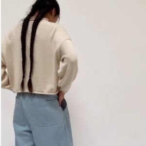 MICAELA GREG The Rolled Sweater in Cream Boxy Slouch Egyptian Cotton M SOLDOUT